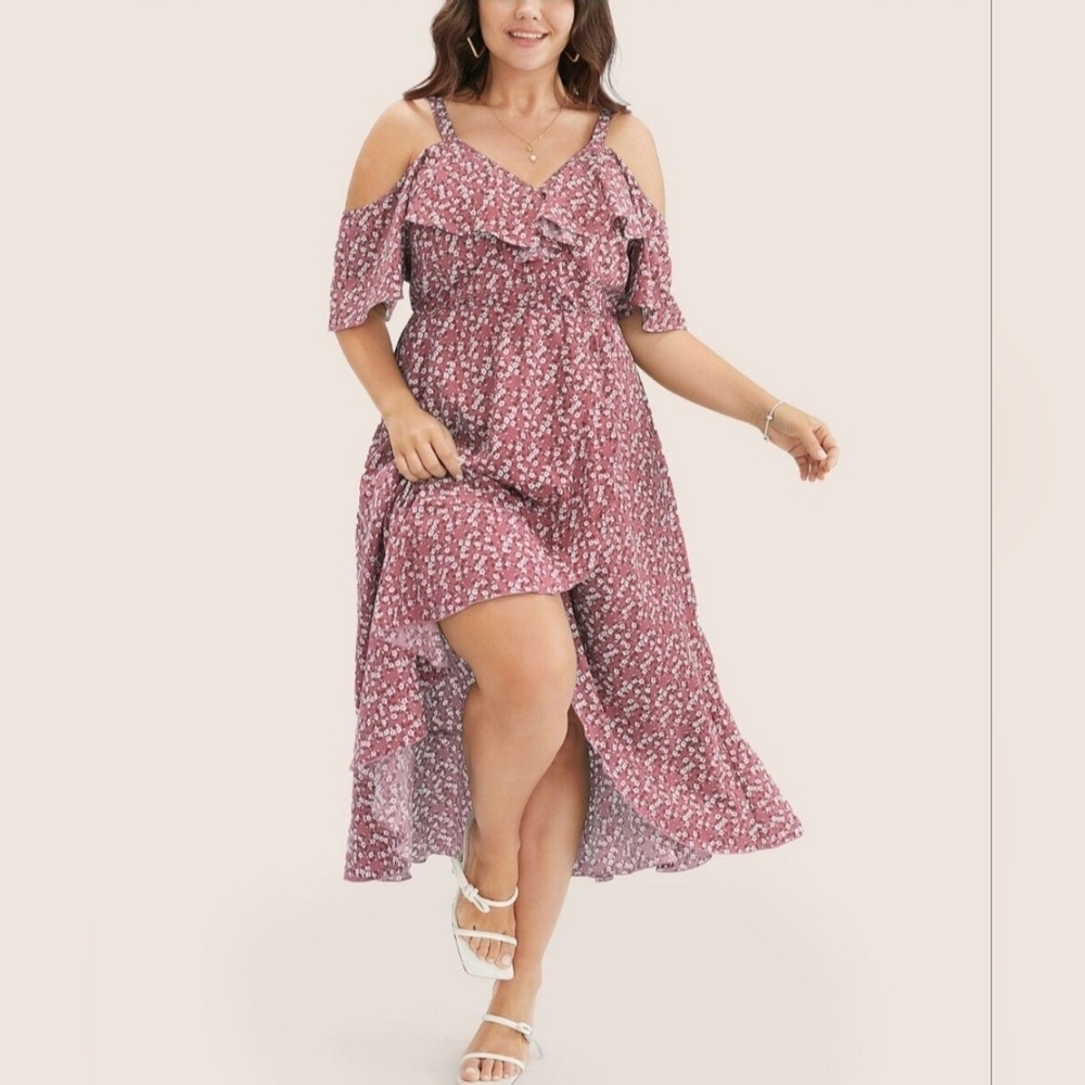 Size 18-20 Floral Cold Shoulder Dress